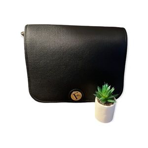 Furla Black Leather Front Logo Crossbody Bag